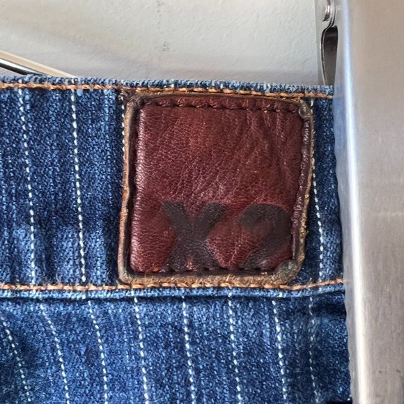 Gently Worn, but Lovingly Cared For, X2 Quality Denim Striped Flare Jeans - Picture 12 of 13